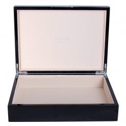 Addison Ross Ltd BLACK STORAGE BOX: Silver Trim