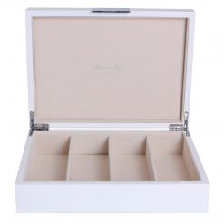Addison Ross Ltd WHITE GLASSES BOX: Silver Trim