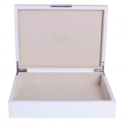 Addison Ross Ltd WHITE STORAGE BOX Subhead: Silver Trim Boxes