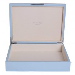 Addison Ross Ltd PALE DENIM BLUE STORAGE BOX: Silver Trim