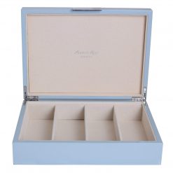 Addison Ross Ltd Boxes PALE DENIM BLUE GLASSES BOX: Silver Trim