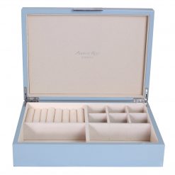 Addison Ross Ltd PALE DENIM BLUE JEWELRY BOX: Silver Trim