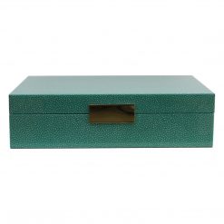 Addison Ross Ltd Boxes GREEN SHAGREEN STORAGE BOX: Gold Trim