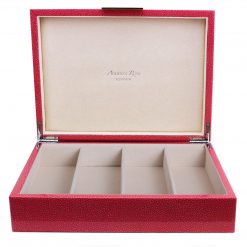 Addison Ross Ltd PINK SHAGREEN GLASSES BOX: Silver Trim