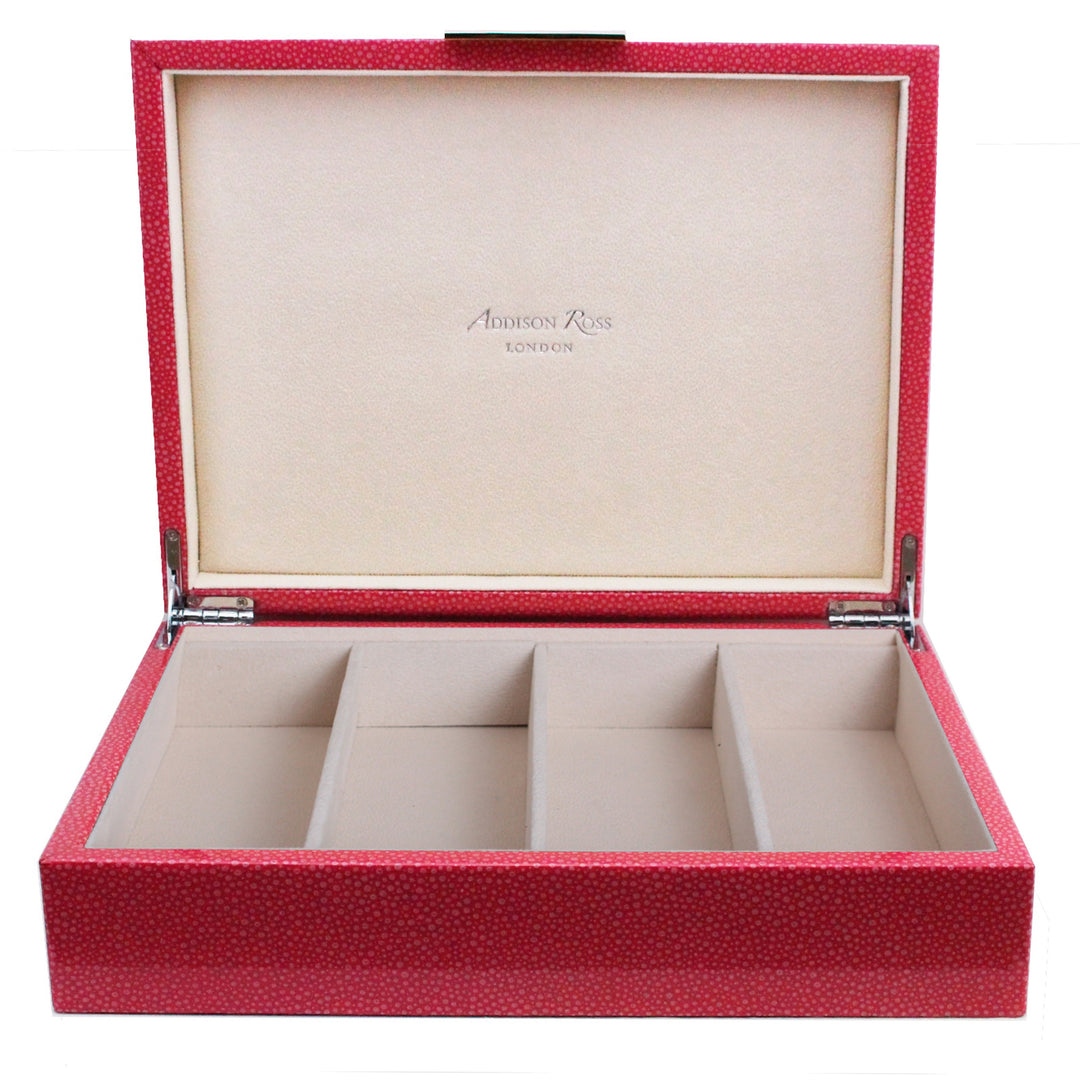 Addison Ross Ltd PINK SHAGREEN GLASSES BOX: Silver Trim