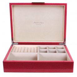 Addison Ross Ltd Boxes PINK SHAGREEN JEWELRY BOX: Silver Trim