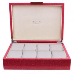 Addison Ross Ltd PINK SHAGREEN WATCH BOX: Silver Trim