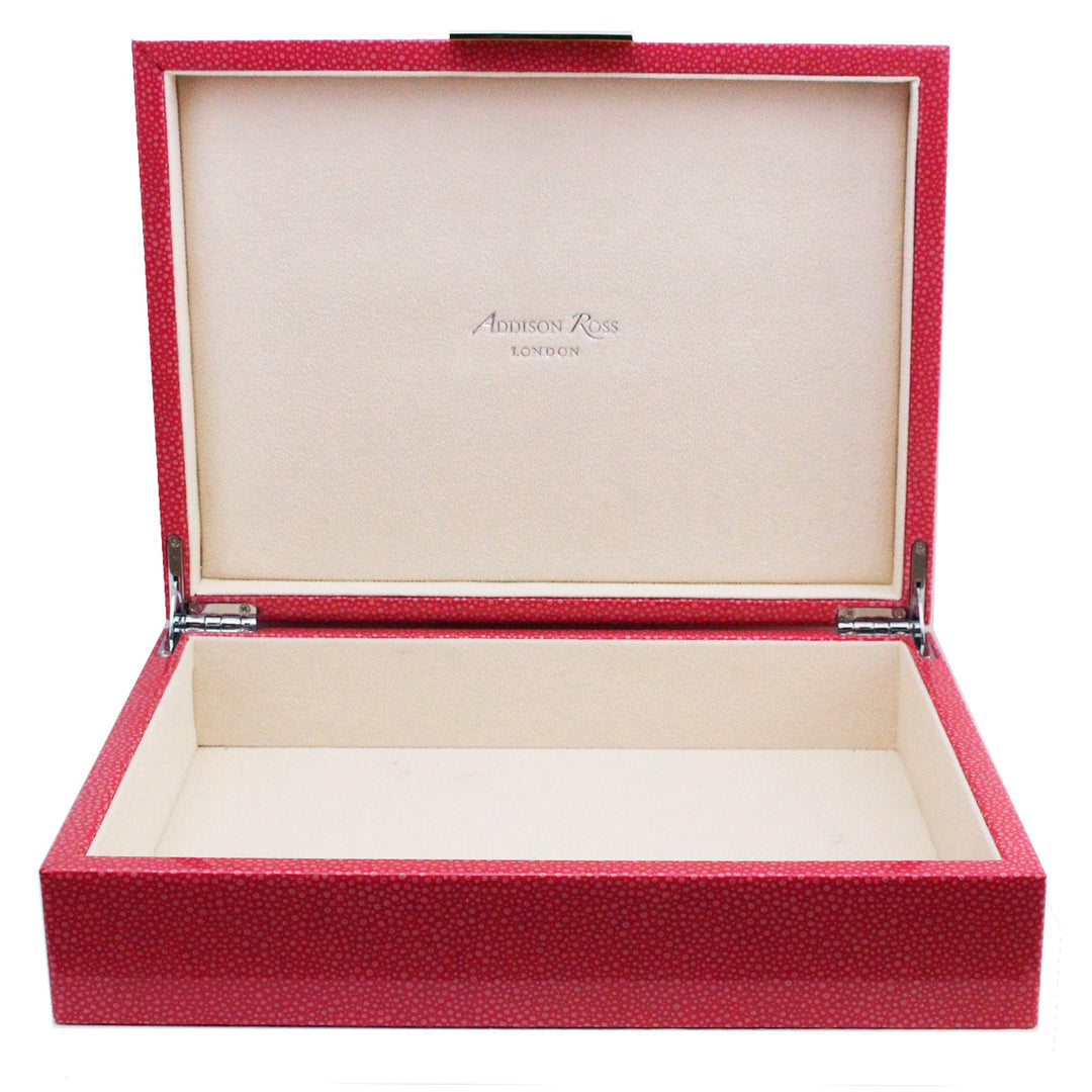 Addison Ross Ltd Boxes PINK SHAGREEN STORAGE BOX: Silver Trim