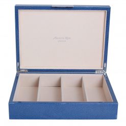 Addison Ross Ltd BLUE SHAGREEN GLASSES BOX: Silver Trim Boxes