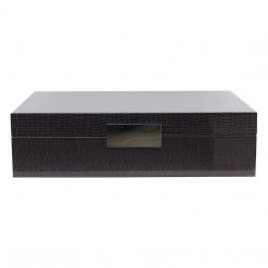 Addison Ross Ltd BROWN CROCODILE STORAGE BOX: Silver Trim