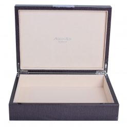 Addison Ross Ltd BROWN CROCODILE STORAGE BOX: Silver Trim