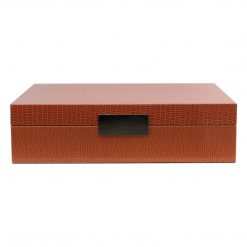 Addison Ross Ltd Boxes ORANGE CROCODILE STORAGE BOX: Silver Trim