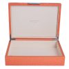 Addison Ross Ltd Boxes ORANGE CROCODILE STORAGE BOX: Silver Trim