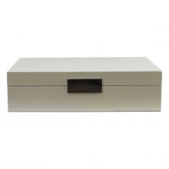 Addison Ross Ltd Boxes VANILLA CROCODILE STORAGE BOX: Silver Trim
