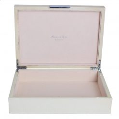 Addison Ross Ltd Boxes VANILLA CROCODILE STORAGE BOX: Silver Trim