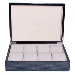 Addison Ross Ltd Boxes CARBON FIBRE WATCH BOX: Silver Trim