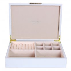 Addison Ross Ltd WHITE JEWELRY BOX: Gold Trim Boxes