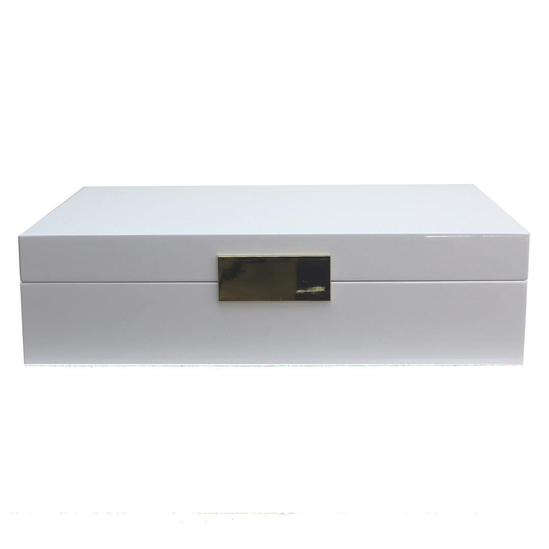 Addison Ross Ltd WHITE JEWELRY BOX Subhead: Silver Trim Boxes