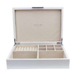 Addison Ross Ltd WHITE JEWELRY BOX Subhead: Silver Trim Boxes