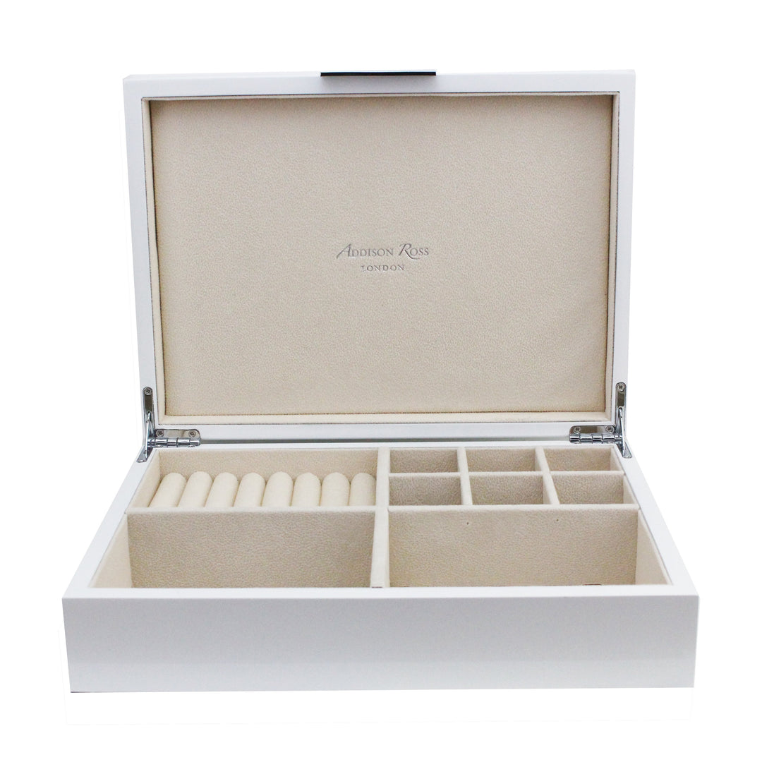 Addison Ross Ltd WHITE JEWELRY BOX Subhead: Silver Trim Boxes