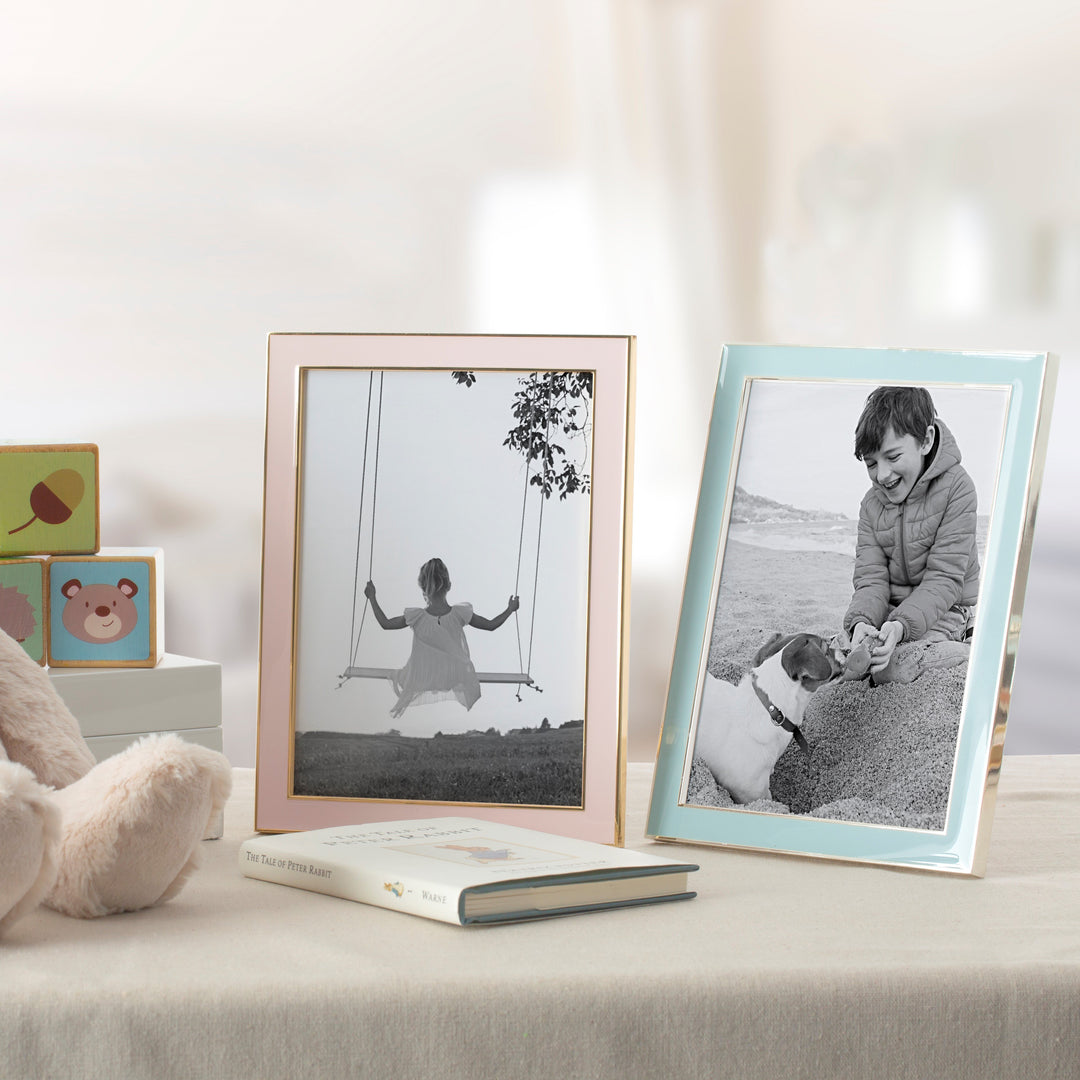 Addison Ross Ltd Silver Trim, Powder Blue Enamel Picture Frame