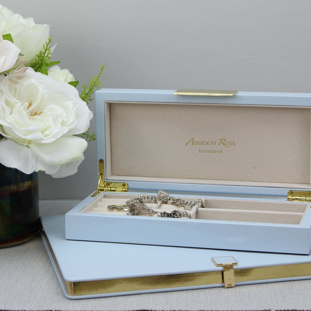 Addison Ross Ltd Light Blue Lacquer Box With Gold Boxes