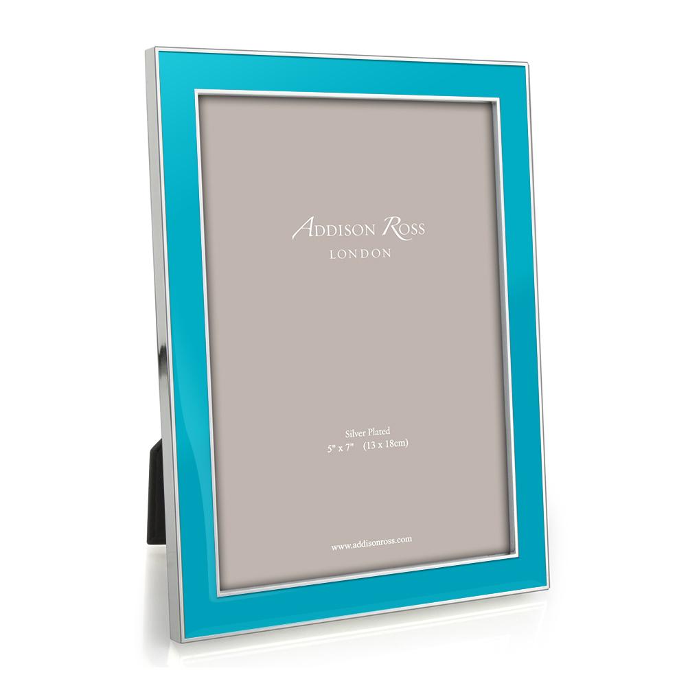 Addison Ross Ltd Silver Trim, Aqua Blue Enamel Picture Frame