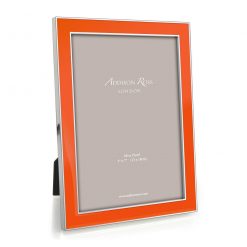 Addison Ross Ltd Silver Trim, Orange Enamel Picture Frame
