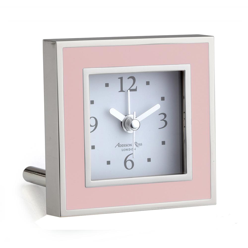 Addison Ross Ltd Clocks Pink Enamel Square Alarm Clock