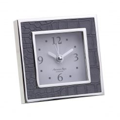 Addison Ross Ltd Grey Croc Square Silent Alarm Clock