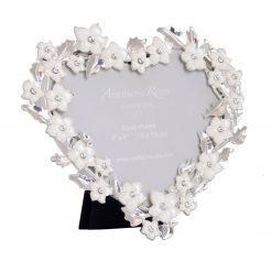 Addison Ross Ltd Silver & White Heart Flower Frame Frames