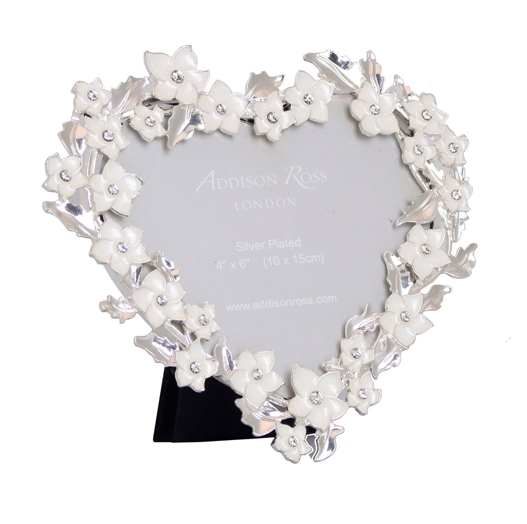 Addison Ross Ltd Silver & White Heart Flower Frame Frames