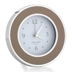 Addison Ross Ltd Sand Shagreen Silver Alarm Clock Clocks
