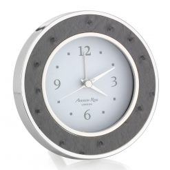 Addison Ross Ltd Clocks Twilight Ostrich Silver Silent Alarm Clock