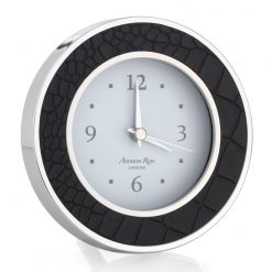 Addison Ross Ltd Black Croc Silver Alarm Clock