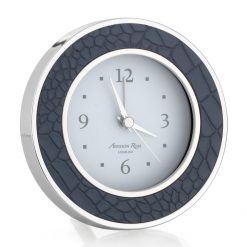 Addison Ross Ltd Clocks Blue Croc Silver Alarm Clock