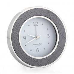 Addison Ross Ltd Clocks Dove Croc Silver Alarm Clock