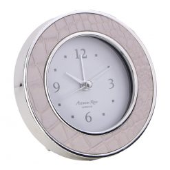 Addison Ross Ltd Mocha Croc Silver Alarm Clock Clocks