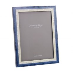 Addison Ross Ltd MARQUETRY PICTURE FRAME: Navy Blue Wood Veneer & Mother Of Pearl