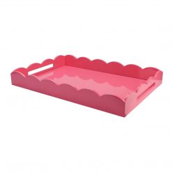 Addison Ross Ltd Homeware LARGE, PINK SCALLOPED EDGE TRAY