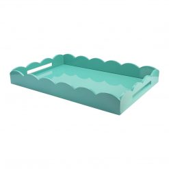 Addison Ross Ltd Homeware LARGE, TURQUOISE SCALLOPED EDGE TRAY
