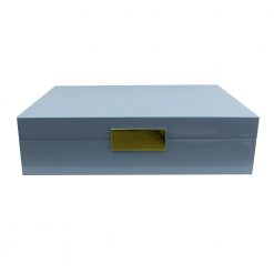 Addison Ross Ltd PALE DENIM BLUE JEWELRY BOX: Gold Trim