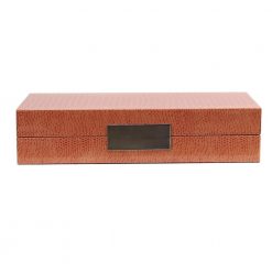 Addison Ross Ltd Orange Croc Box With Silver