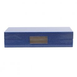 Addison Ross Ltd Blue Shagreen Box With Silver Boxes