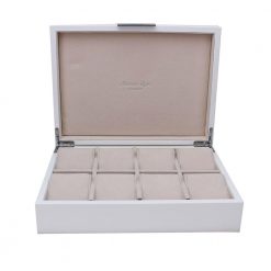 Addison Ross Ltd Boxes WHITE WATCH BOX: Silver Trim