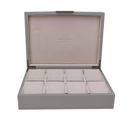 Addison Ross Ltd CHIFFON GRAY WATCH BOX: Gold Trim Boxes