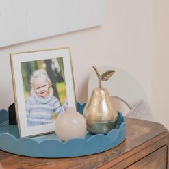 Addison Ross Ltd Chambray Blue Round Lacquered Scallop Ottoman Tray – Limited Edition