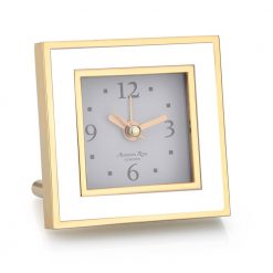 Addison Ross Ltd Clocks White & Gold Square Silent Alarm Clock