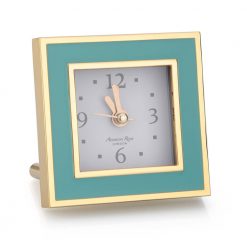 Addison Ross Ltd Turquoise & Gold Square Silent Alarm Clock Clocks
