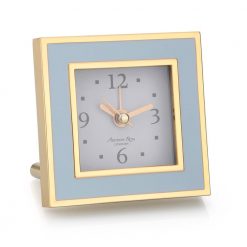 Addison Ross Ltd Powder Blue & Gold Square Silent Alarm Clock Clocks